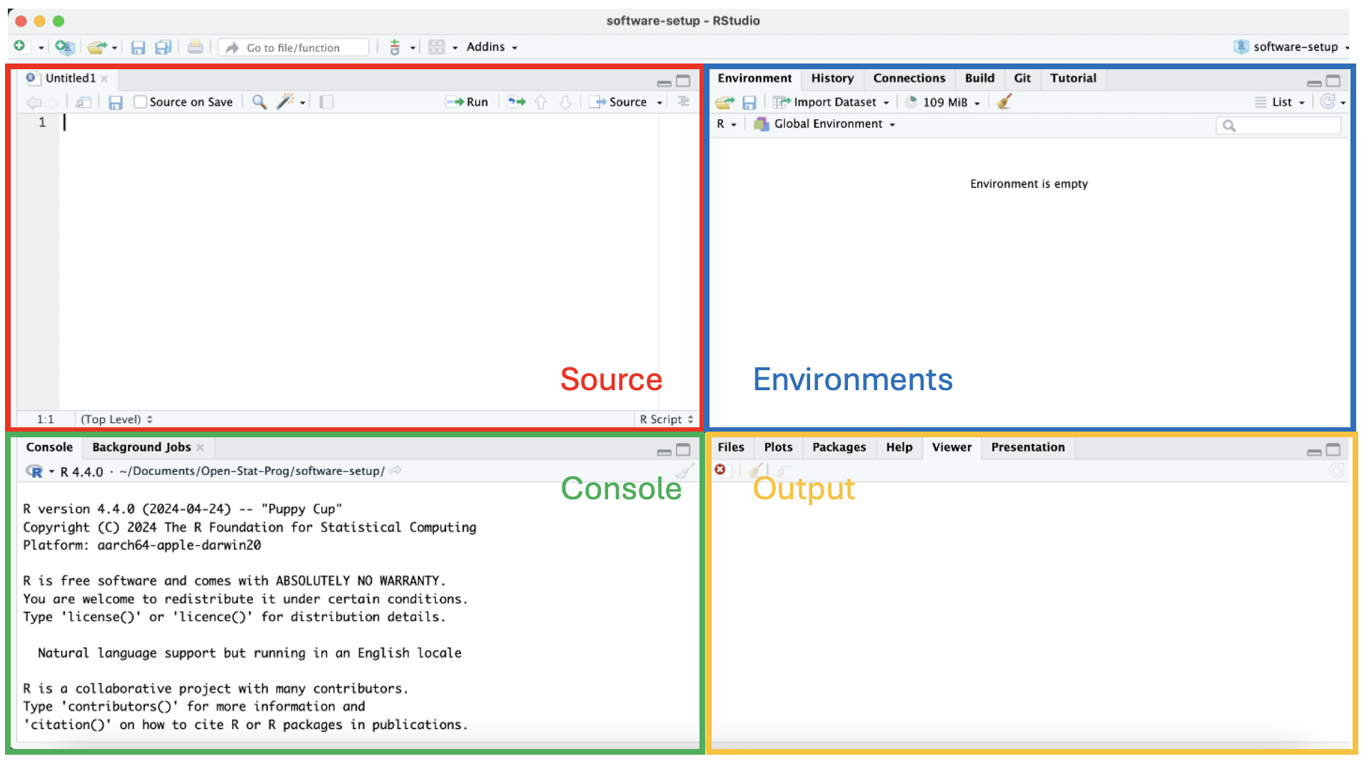 Four panes in RStudio